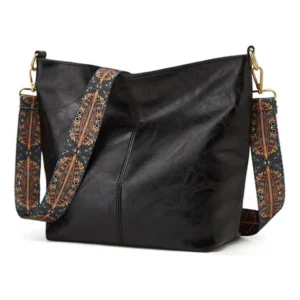 Spherevant Women's PU Leather Zipper Handbag (Black)