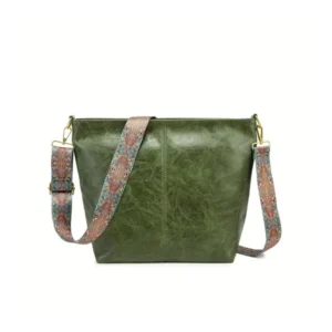 Spherevant Women's PU Leather Zipper Handbag (Green)