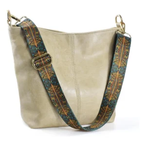 Spherevant Women's PU Leather Zipper Handbag (Beige)