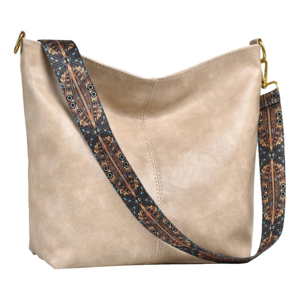 Spherevant Women's PU Leather Zipper Handbag (Beige) - Image 4