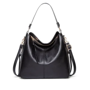 Spherevant Women's PU Leather Zipper Handbag (Black)
