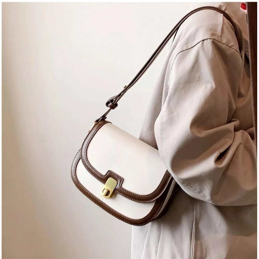 Spherevant Women's PU Leather Zipper Sling Bag (Beige) - Image 4