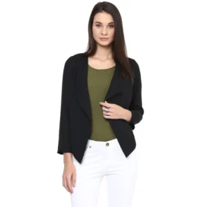 Spherevant Women's Polyester Solid Long Sleeves Blazer (Black)