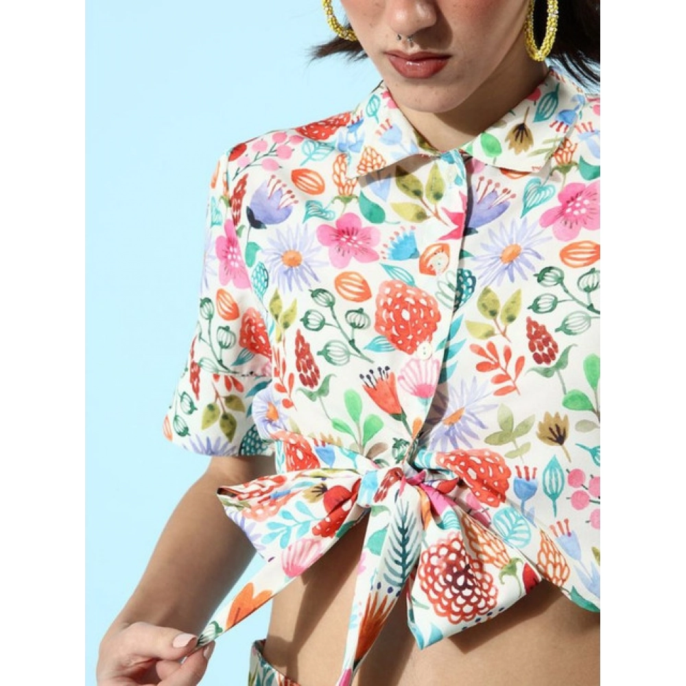 Spherevant Women's Polyester Floral Short Sleeve Co-Ord Set (Multicolor) - Image 4