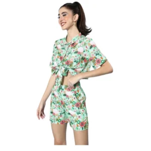 Spherevant Women's Polyester Floral Short Sleeve Co-Ord Set (Multicolor)