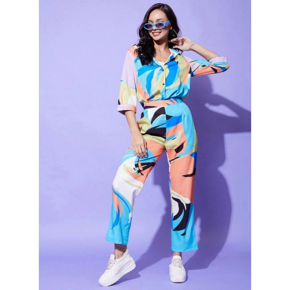 Spherevant Women's Polyester Colour Blocking 3-4th Sleeve Co-Ord Set (Multicolor) - Image 2