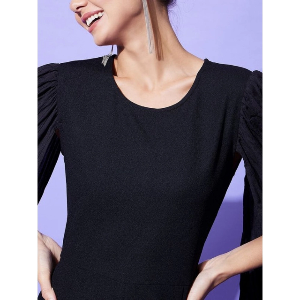 Spherevant Women's Polyeter Solid Cape Sleeve Jumpsuit (Black) - Image 4