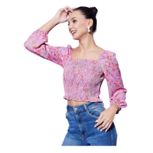 Spherevant Women's Polyester Floral Long Sleeves Top (Multicolor)