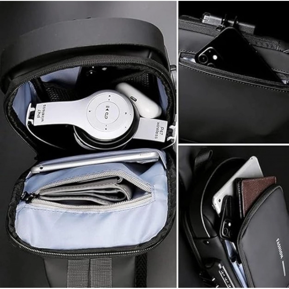 Spherevant Waterproof Sling Cross Backpack Bag (Black) - Image 3