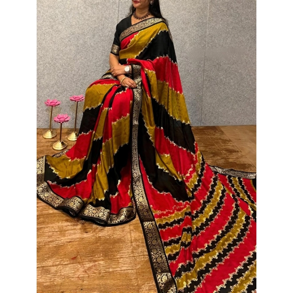 Spherevant Women's Dola Silk Embellished Saree With Unstitched Blouse 5.5Mtr (Multicolor)