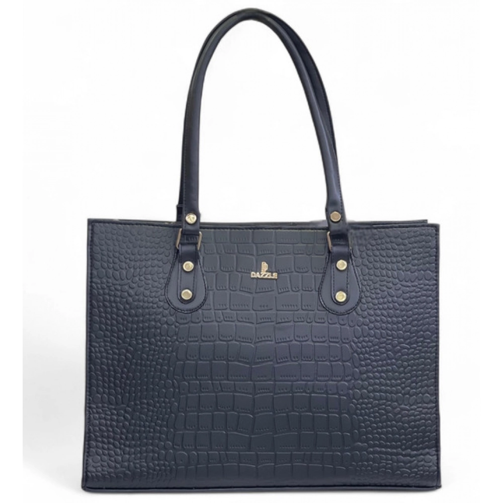 Spherevant Women's Polyurethane Croco Shoulder Tote Bag (Black) - Image 2