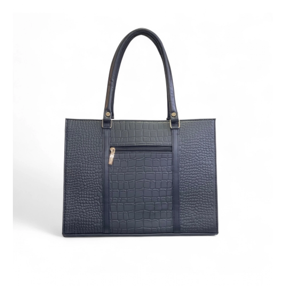 Spherevant Women's Polyurethane Croco Shoulder Tote Bag (Black) - Image 3
