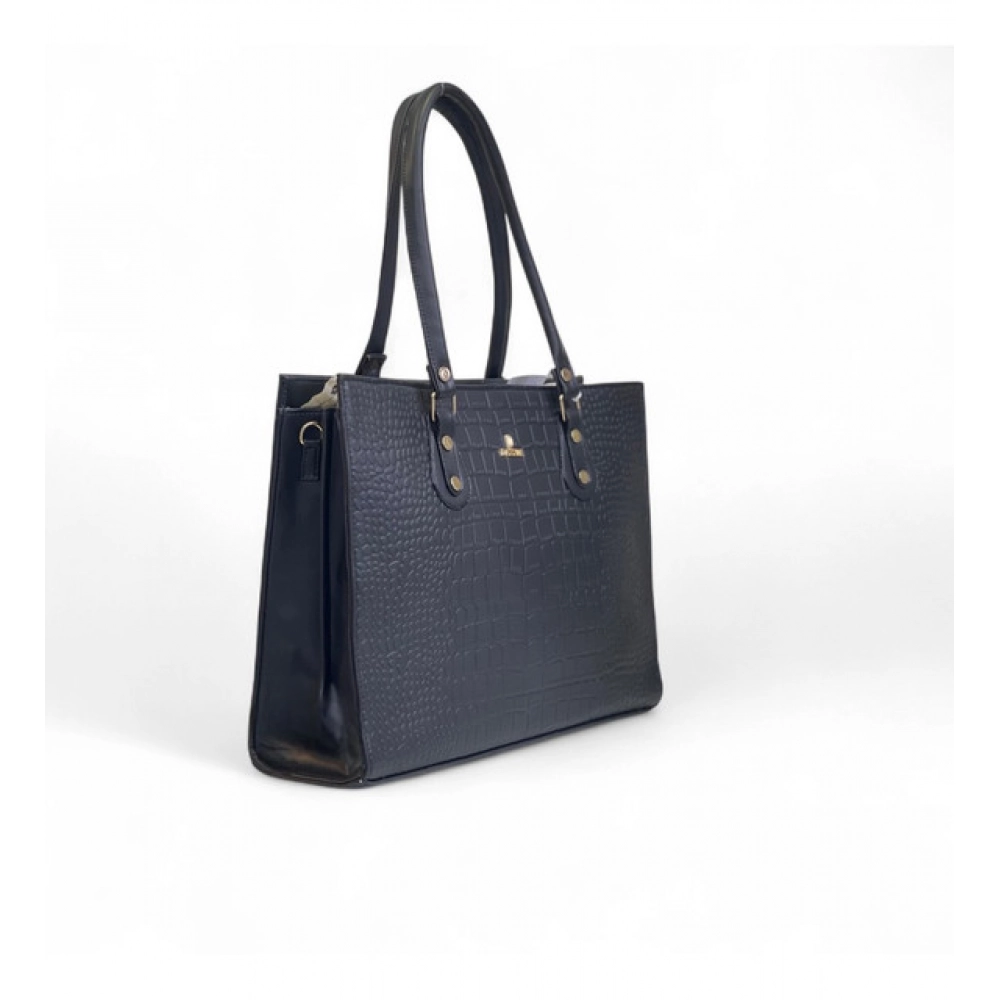 Spherevant Women's Polyurethane Croco Shoulder Tote Bag (Black) - Image 4
