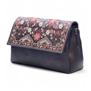 Spherevant Women's Polyurethane Floral Embroidered Crossbody Sling Bag with Adjustable & Removable Strap (Coffee)