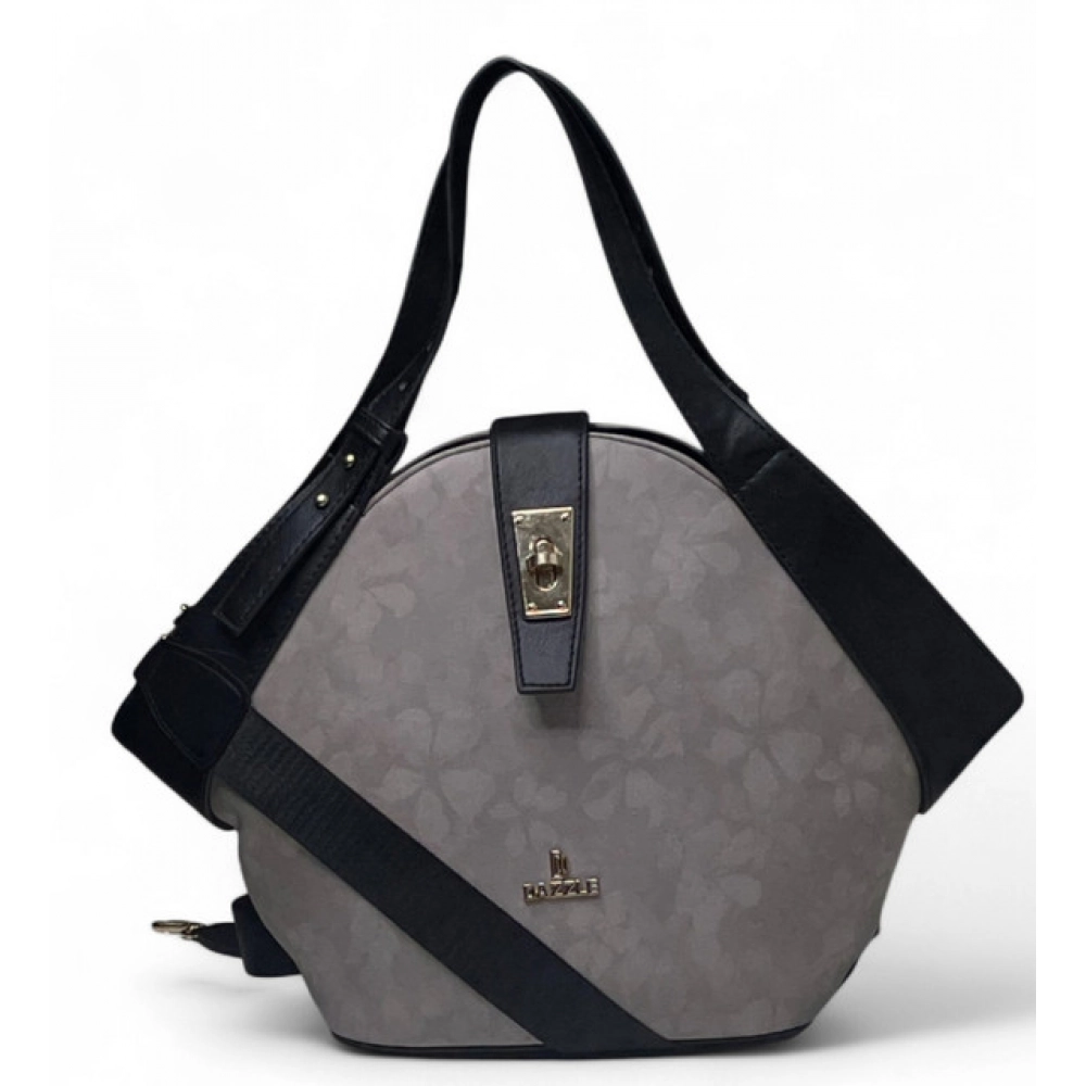 Spherevant Women's Polyurethane Floral Printed Hexagonal Satchel Handbag with Adjustable Strap (Grey) - Image 2