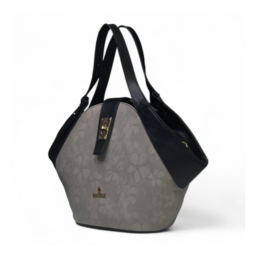 Spherevant Women's Polyurethane Floral Printed Hexagonal Satchel Handbag with Adjustable Strap (Grey) - Image 3