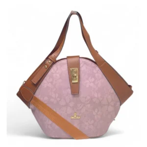 Spherevant Women's Polyurethane Floral Printed Hexagonal Satchel Handbag with Adjustable Strap (Pink)