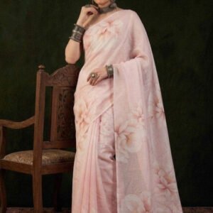 Spherevant Women's Georgette Floral Printed Saree With Unstitched Blouse 5.5Mtr (Cream)