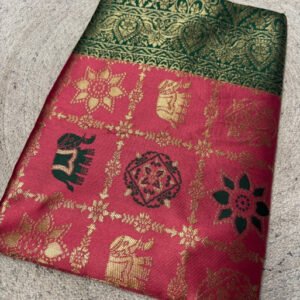 Spherevant Women's Jacquard Printed Saree With Unstitched Blouse 5.5Mtr (Pink)