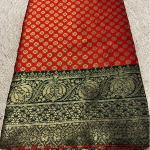 Spherevant Women's Jacquard Printed Saree With Unstitched Blouse 5.5Mtr (Red)