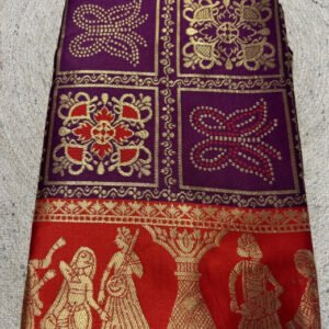 Spherevant Women's Jacquard Printed Saree With Unstitched Blouse 5.5Mtr (Wine)