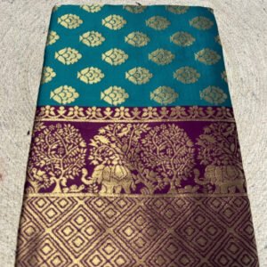 Spherevant Women's Jacquard Printed Saree With Unstitched Blouse 5.5Mtr (Turquoise)