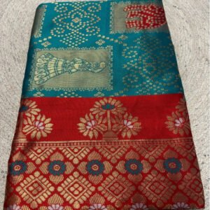 Spherevant Women's Jacquard Printed Saree With Unstitched Blouse 5.5Mtr (Teal)