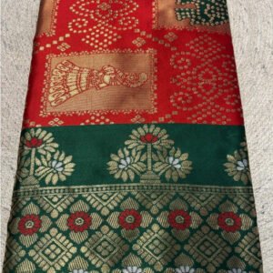 Spherevant Women's Jacquard Printed Saree With Unstitched Blouse 5.5Mtr (Red)