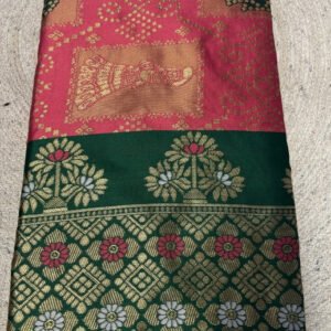 Spherevant Women's Jacquard Printed Saree With Unstitched Blouse 5.5Mtr (Pink)